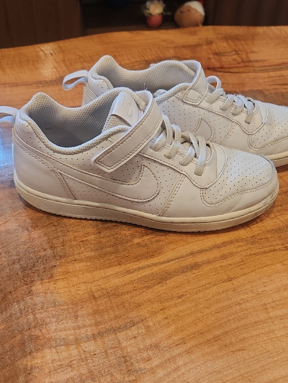 Nike Kids Court Borough White Velcro & Elastic Lace Sneakers
